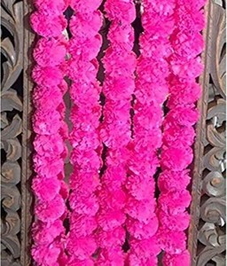 Artificial Pink Marigold Flowers Garland Wedding Diwali Decoration