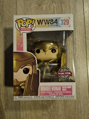 Funko Pop! WW84 ''Wonder Woman Golden Armor Shield'' Special Edition #329