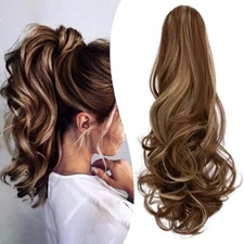 Claw Clip Ponytail Extension 18" Clip in Wavy Ponytail Hair Extensions (Brown)