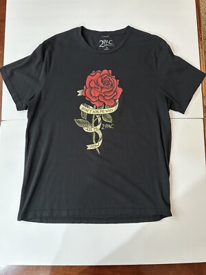 2 Pac Rose Graphic T-Shirt Black Don t Ask Me Why Ask Me How Size Large Women s
