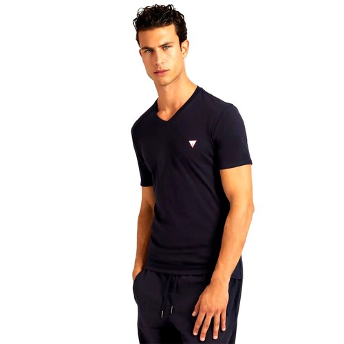 GUESS T-SHIRT UOMO SCOLLO A V MAGLIA COTONE JERSEY STRETCH LOGO SLIM M2YI37I3Z14 - Foto 7 di 17