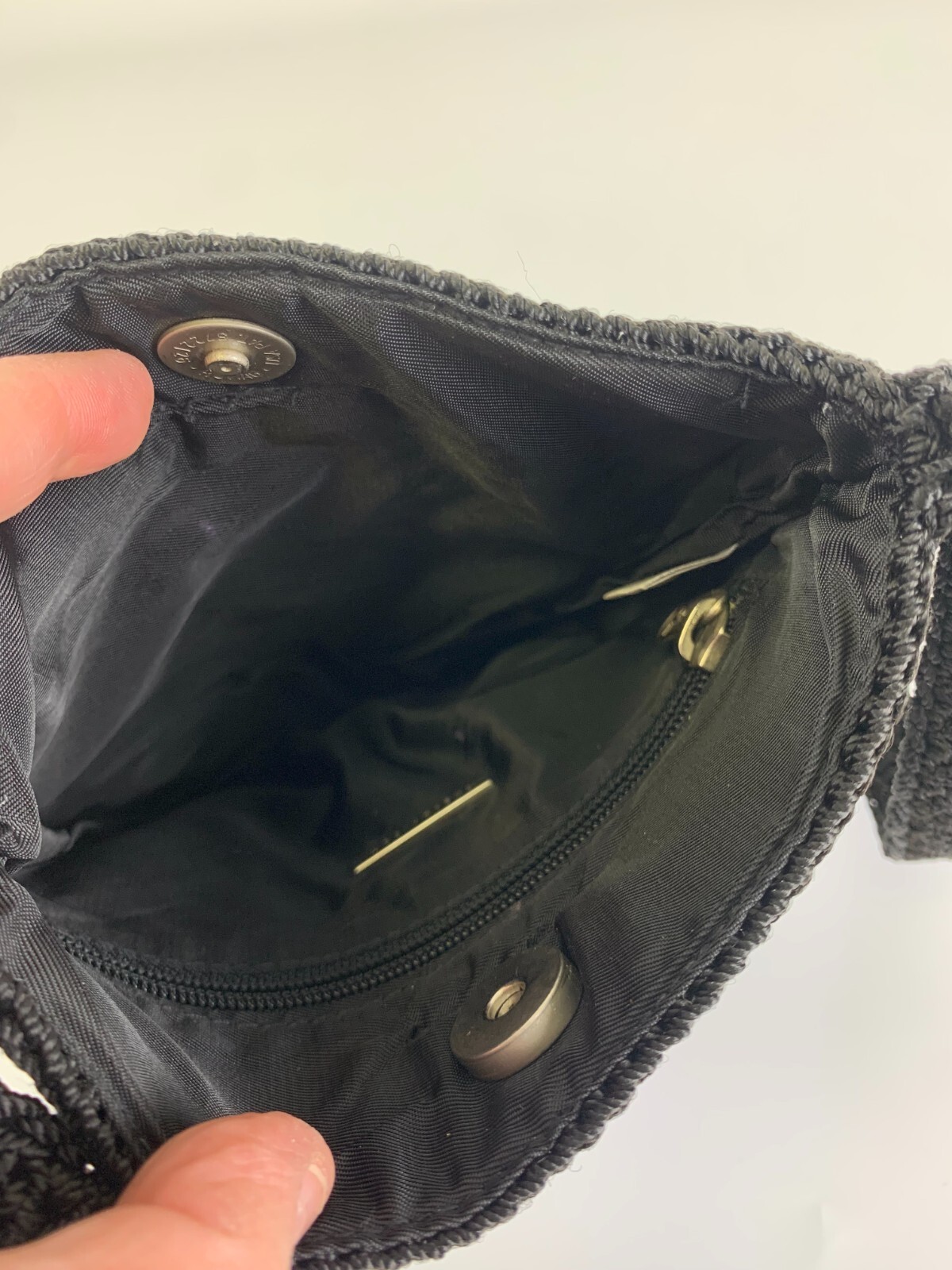 The Sak Crochet Black Mini Crossbody Snap Lined Small… Gem