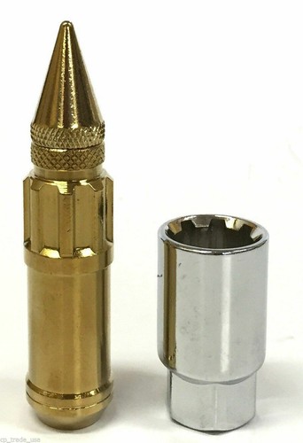 NRG STEEL EXTENDED SPIKED LUG NUTS SET 12 x1.25 CHROME GOLD - Picture 5 of 5