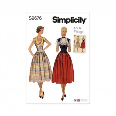 Simplicity Schnittmuster 9676 Kleider, Vintage Style H5 (6-8-10-12-14)