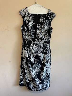 Sz Dress Black White Floral Adrianna Papell