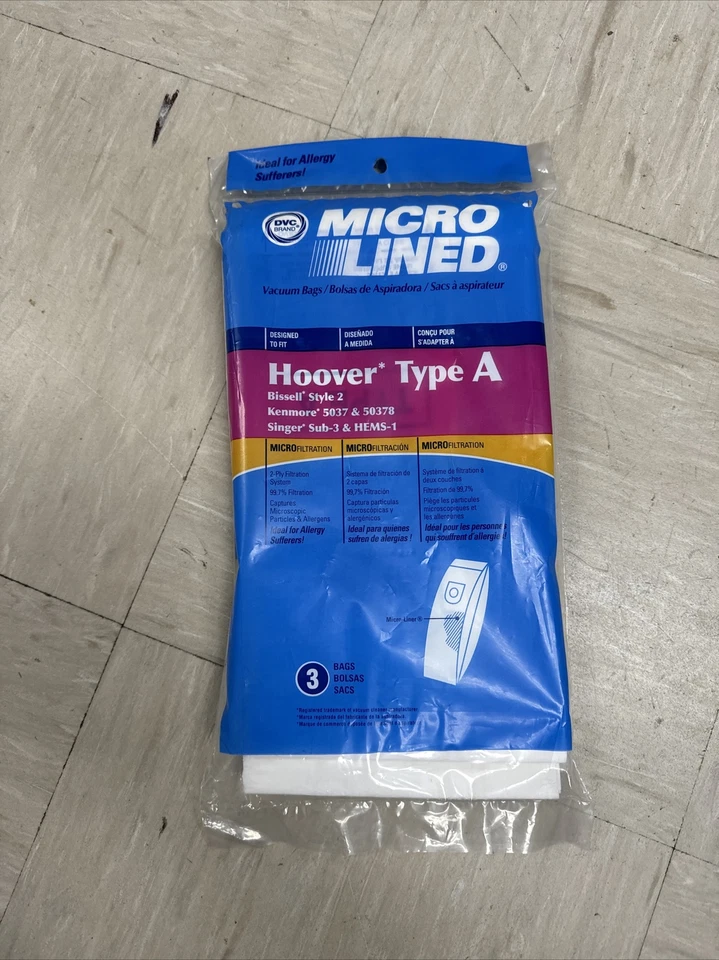 (Set of 3)DVC Microlined Bags for Hoover Type A Micro Lined Paper Bags, 3 Pack - Image 2 of 4