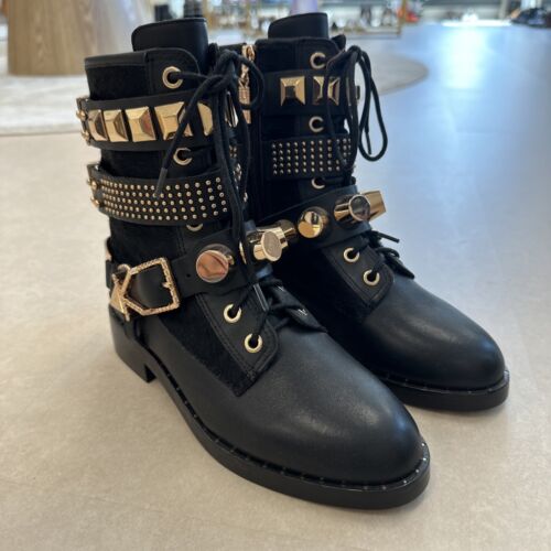 CC1 Ivy Kirzhner Black Studded High Ankle Leather Boots SZ 6 FREE SHIP W/AUCTION - Picture 1 of 9
