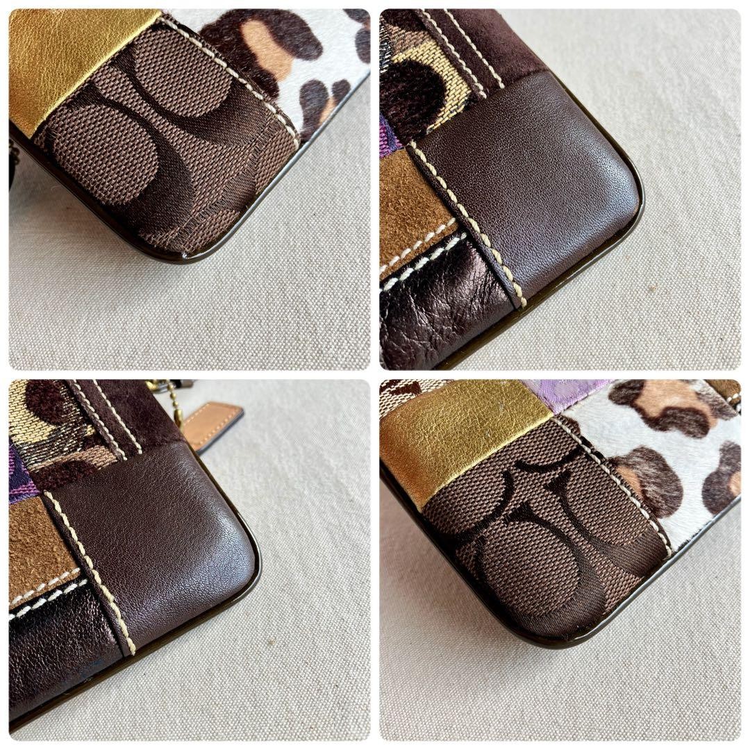 COACH Suede Patchwork Handbag Accessory Pouch Aut… - image 10