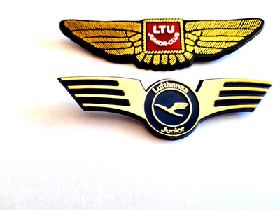 LUFTHANSA Airlines + LTUGerman Airlines Junior Pilots Wings Plastic