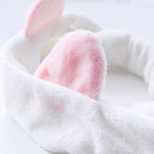 Cute Plush Cat Ears Spa Headband  Soft Velvet Face Wash Makeup Hair Band White