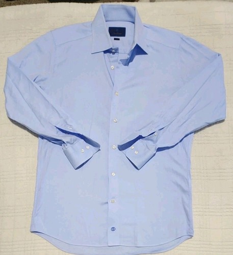 David Donahue Trim Fit Dress Shirt Men's 15.5 32/33 Blue Button Up