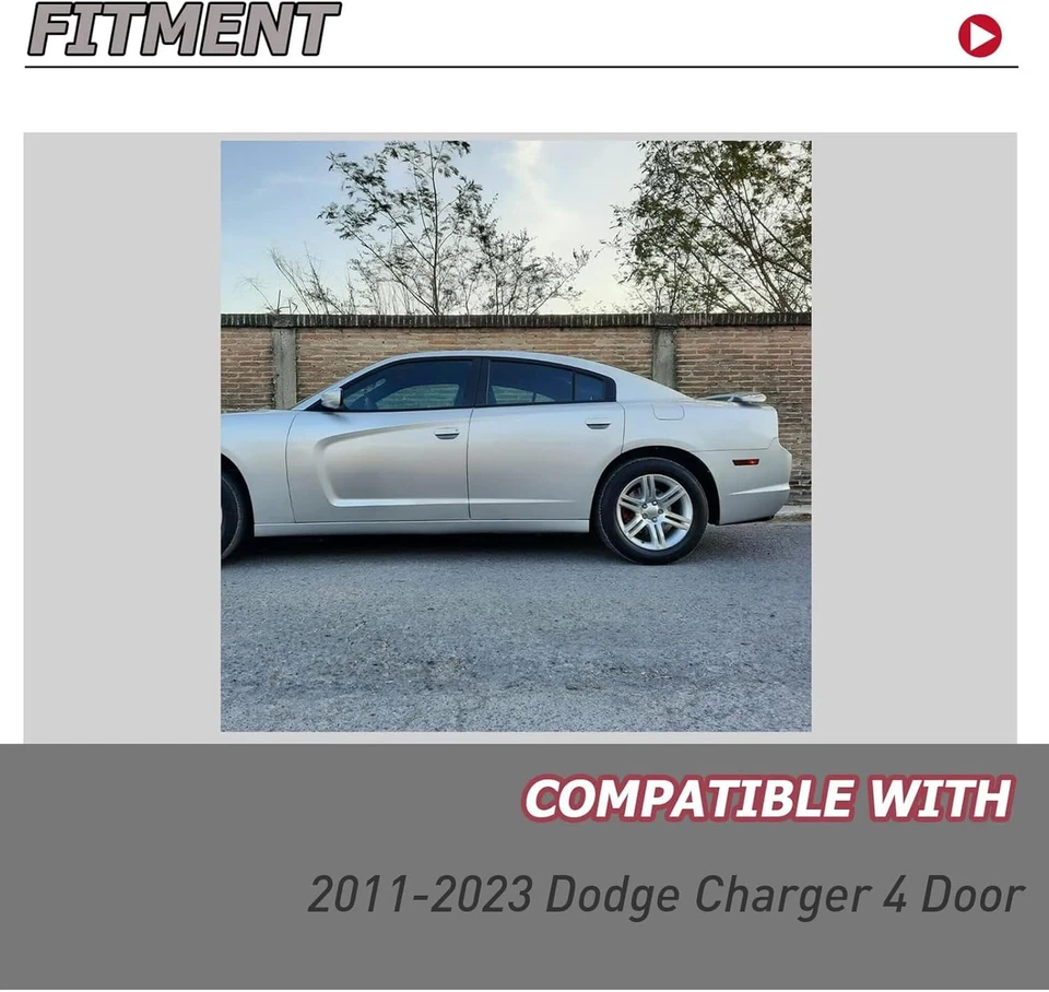 HECASA Rear Trunk Spoiler Wing Compatible with 2011-2023 Dodge Charger black  - Image 2 of 4