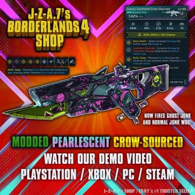 Borderlands 4  MODDED 3621K DPS PEARLESCENT CROW-SOURCED AR BL4  PC-PS-XBOX 