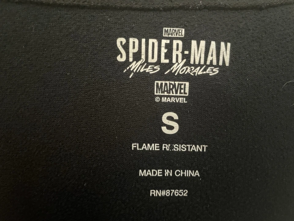 Marvel Spider-Man Miles Morales Niño Niño 1 Pieza Cremallera Manga Larga Pijama Negro S Foto 2 de 4