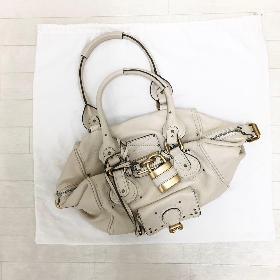 Chloe Paddington Hand Bag Leather Pink Beige Padlock Key Used 111508 | eBay
