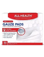 All Health Gauze Pads, 50 Pads, 3 X 3 