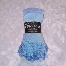 Ashley Cooper Pashmina Style Shaw/Scarf-Light Blue-100% Viscose-70" X 23.5". New