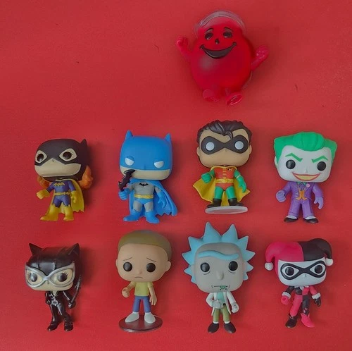 Pop! Funkoverse Figure Lot x9 Batman Family, Rick & Morty, Kool Aid NM/VG+