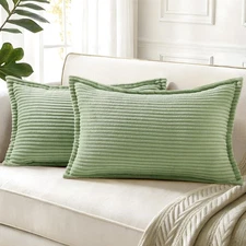 decorUhome Corduroy Sage Green Throw Pillow Covers 12x20 Set of 2 Decorative ...