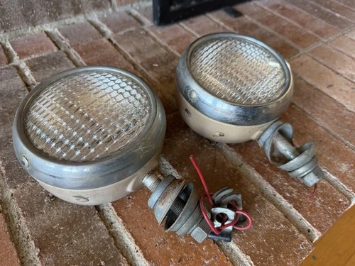 2 Antique Vintage Clear Fog Lights Speaker Hot Rod Car Truck 1970s 1980s Parts - product listing photo