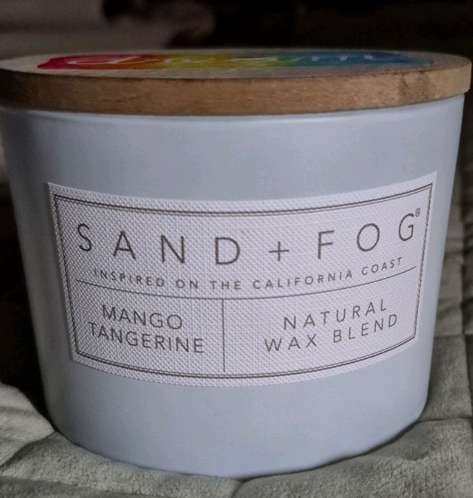 New! Sand & Fog Mango Tangerine Candle, 12oz, Soywax, DREAM lid