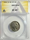 1937-D BUFFALO NICKEL - ANACS EF 45 - Just Graded