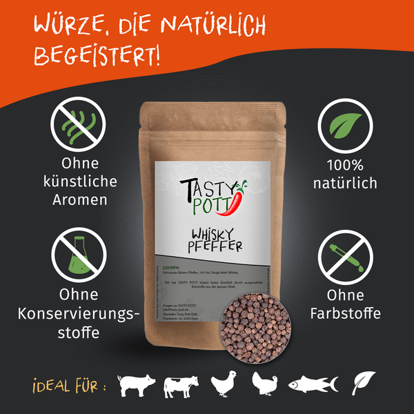103,8€/Kg Tasty Pott Whiskypfeffer 250G Beutel Intensiver Pfeffer Genuss Pepper-image