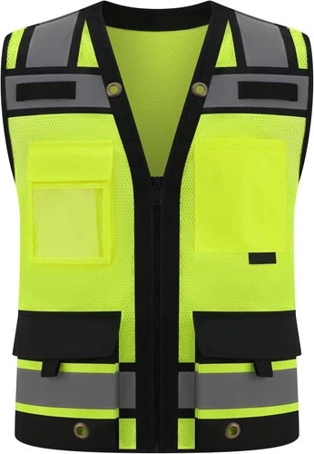 Safety Vest Hi-Vis Class 2 Reflective 15 Pockets Zipper ANSI Men Women Work video thumbnail