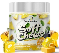 Iron Supplement Chews with Vitamin C,B6,B12,D, 60 Pineapple SoftChews, Exp 12/26