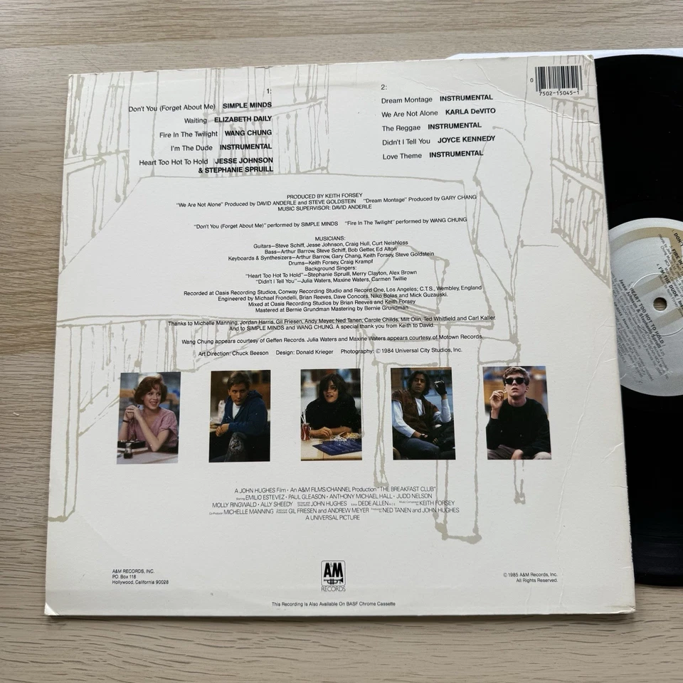 Breakfast Club Soundtrack Original 1985 US 1st pressing Excellent Condition! - Image 4 of 4