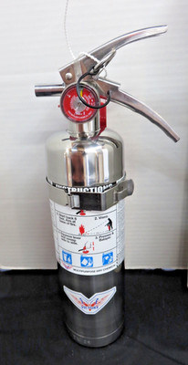  NEW 2026- 2 ½lb CHROME/STAINLESS STEEL ABC FIRE EXTINGUISHER W/VEHICLE BRACKET