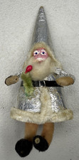Vtg Christmas Santa Claus Made In Japan Painted Clay Face Cotton Beard  Foil