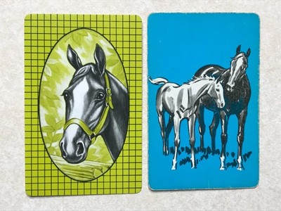 Vtg (2) Diff. Drawn Horse Head, Horse Foal Single Swap Playing Cards PC999 Joker