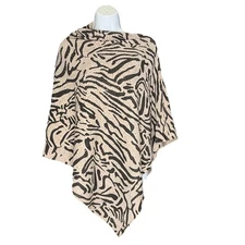 LA FIORENTINA Embellished Rhinestone Poncho Sweater Wrap Zebra Print NEW