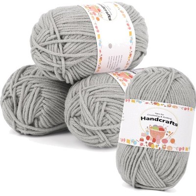 Acrylwolle zum Häkeln & Stricken, 200g, 5Ply Baumwolle, superweich, Silbergrau