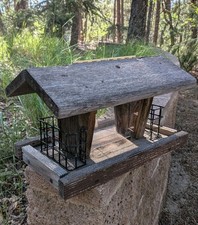 Wooden Bird Feeder Large Capacity Hanging for Outdoors Weathered 24 Years