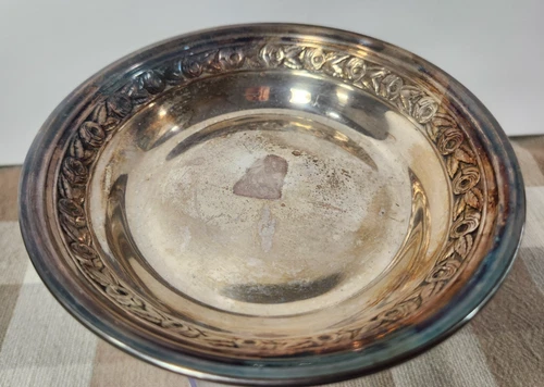 Reed & Barton Classic 1204 Rose Silver Bowl/Plate Nut Dish Unpolished 5 1/2 in