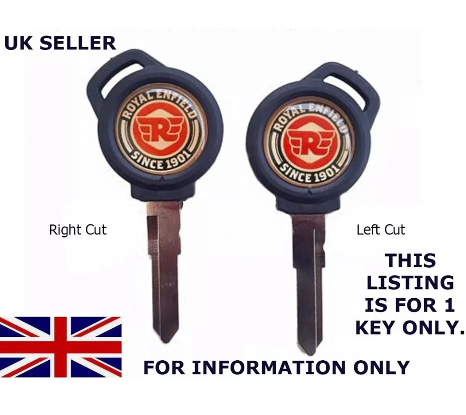 Fit For Royal Enfield Bullet 350 500 Groove On Right Uncut Blank Key - Image 2 of 2