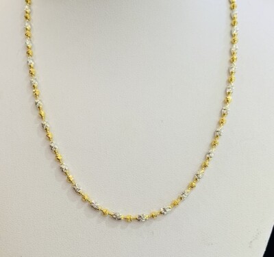 18K massive gelbe zwei Tonnen Gold Kugel Diamantschliff Gliederkette Halskette 20 Zoll 11,55 GM
