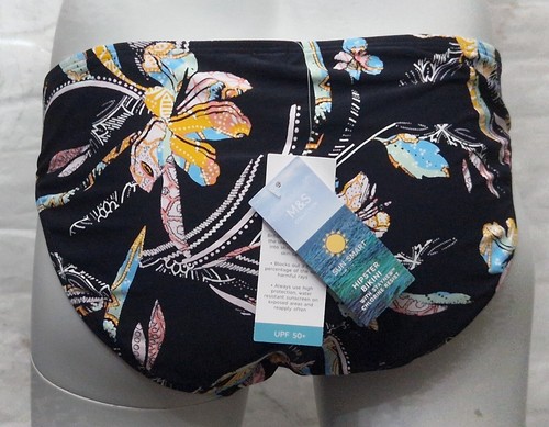 MARKS & SPENCER Damas Traje de Baño Negro Floral Hipster Bikini Parte Inferior Reino Unido 18 - Imagen 6 de 10