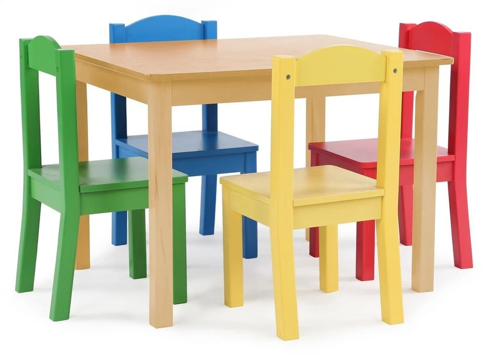 Juego de mesa y silla de 5 piezas muebles niños madera multicolor sala de juegos aula Foto 3 de 4