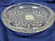 Vintage 8 1/2" Round Clear Glass Anchor Hocking Wexford Pattern Ashtray USA