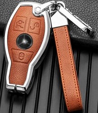 Alloy Leather Key Fob Case Cover Shell For Mercedes Benz A C E S Cla Cls Gle Glc