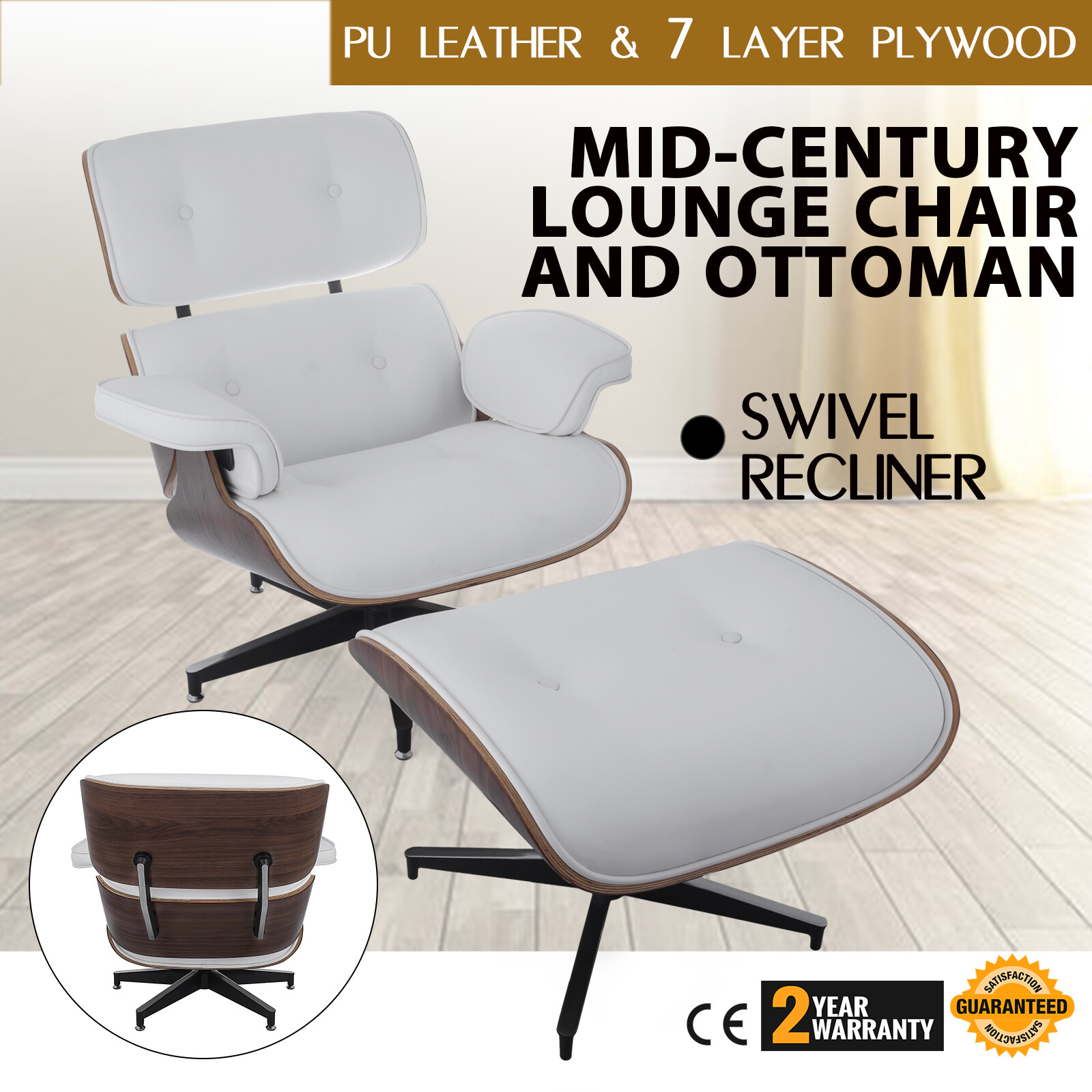 Mid Century Lounge Chair And Ottoman Eames Style Classic Armchair Bentwood For Sale Online