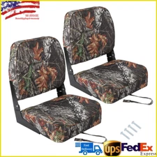 2-Pack Boat Seats Low Back Folding Fishing Boat Seat Chair with Sponge Padding