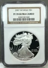 2007 W PROOF American Silver Eagle NGC PF70 ULTRA CAMEO ~ CLASSIC BROWN LABEL