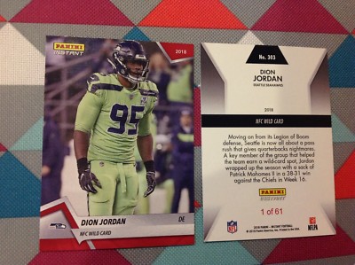 Dion Jordan #303 Seahawks Red Ver Playoffs 2018 Panini Instant NFC WILD CARD