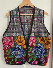 Hand Made Unisex 100 Cotton Guatemalan Embroidered Flower Vest