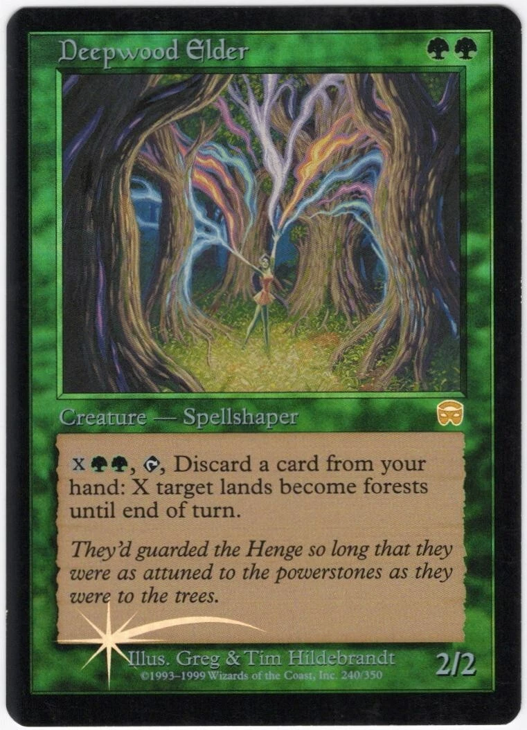 Deepwood Elder 1999 Mercadian Masques FOIL Green Creature MTG NM Actual Pics AZ3