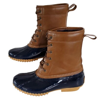 Sporto Duck Boot Ariel Women's 9M Navy Brown Waterproof Rain